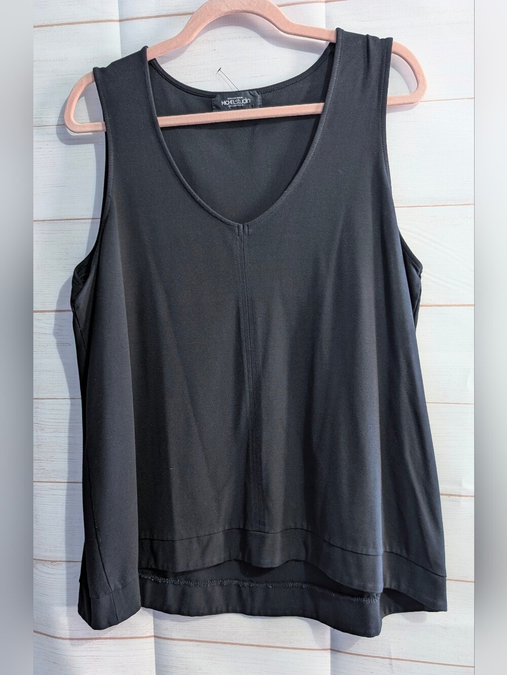 Michel Studio Black Sleeveless V-Neck Dressy Tank Size 2X